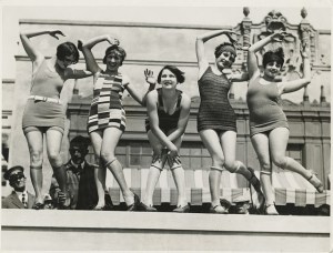 6. Mission Beach beauties celebrate May Day Charleston in San Diego, CA, ca. 1930s