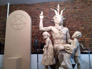 Model for the Satanist monument at the Oklahoma State House in response to that state's passing a law allowing religious monuments there.