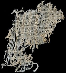 A George Washington University researcher has identified a 6,200-year-old indigo-blue fabric from Huaca, Peru, making it one of the oldest-known cotton textiles in the world and the oldest known textile decorated with indigo blue. Credit: Lauren Urana 